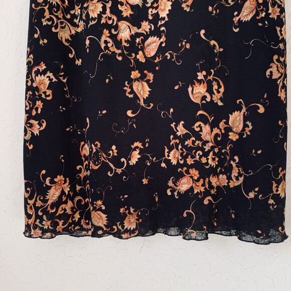 VTG Y2K La Belle Babydoll Milkmaid Midi Dress Women M Black Floral Whimsigoth - Picture 4 of 11